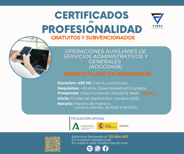 ADGG0408 - Operaciones auxiliares de servicios administrativos y generales - Imagen 2